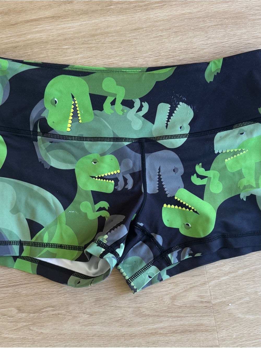 Green Dinosaur Print gym Shorts